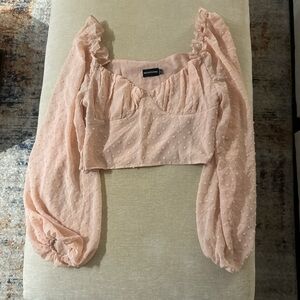 PrettyLittleThing Blush Textured Puff Sleeve Blouse